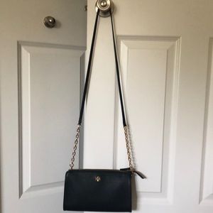 Tory Burch Marsden Black Leather Crossbody/Wallet